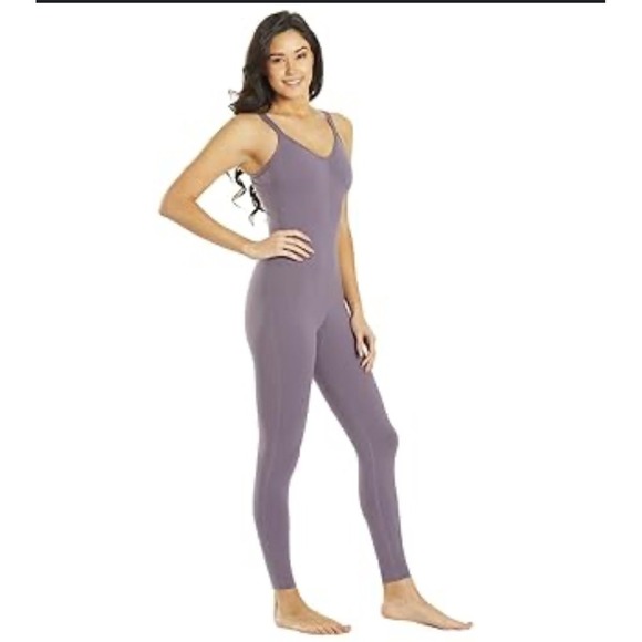 Everyday Yoga Purple Jumpsuit V-Neck Strappy Back Sleeveless Activewear - Picture 1 of 9